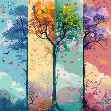 Load image into Gallery viewer, AB Diamond Painting - Full Round - Four seasons tree (50*50CM)
