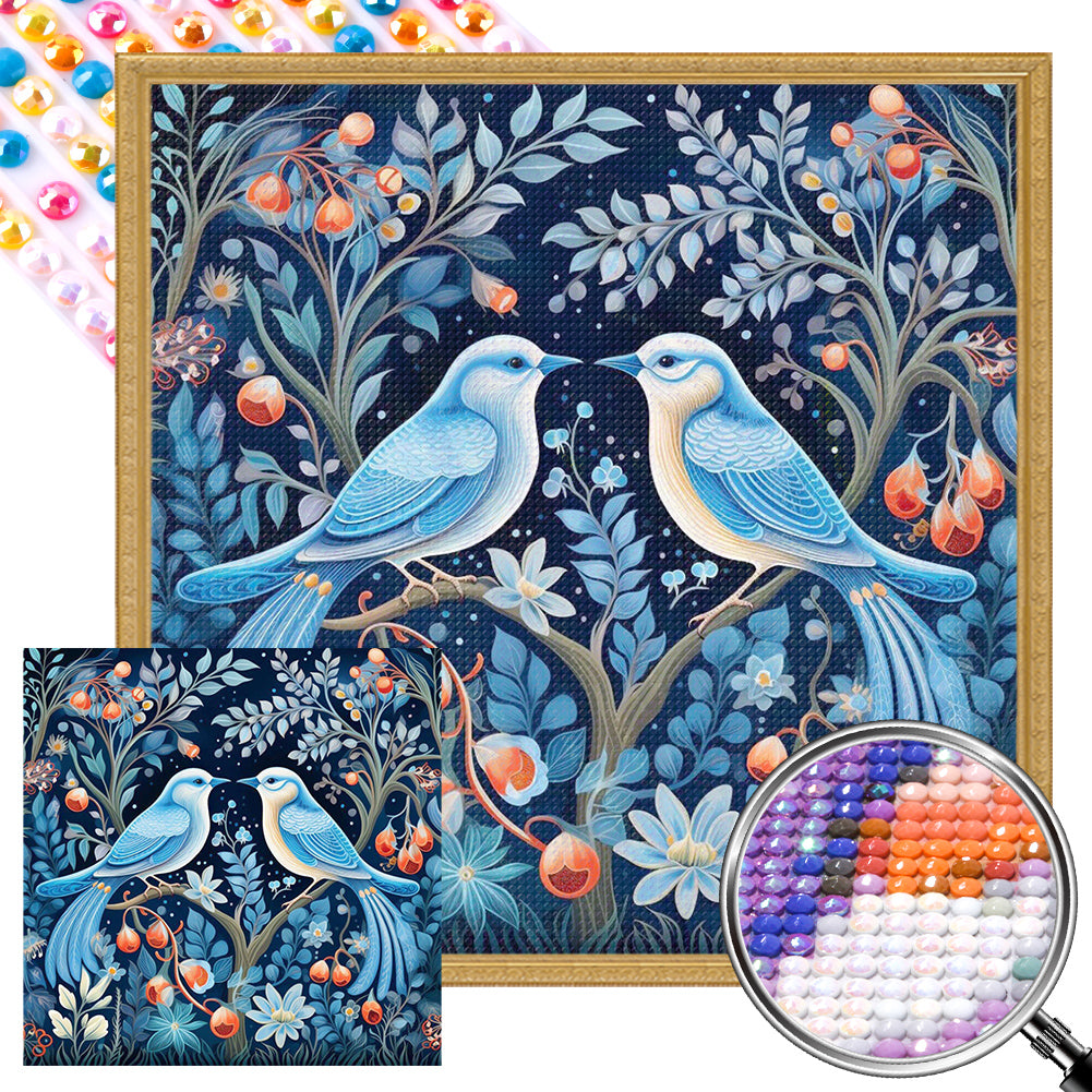 AB Diamond Painting - Full Round - Birds on branches (40*40CM)
