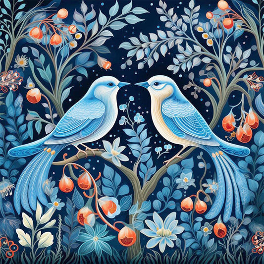 AB Diamond Painting - Full Round - Birds on branches (40*40CM)