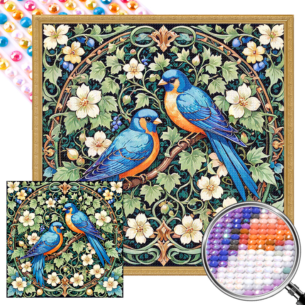AB Diamond Painting - Full Round - Birds on branches (40*40CM)