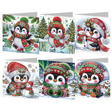 Load image into Gallery viewer, 6Pcs Christmas Special Shape Penguin Diamond Painting Greeting Card for Friends
