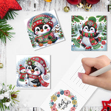 Load image into Gallery viewer, 6Pcs Christmas Special Shape Penguin Diamond Painting Greeting Card for Friends
