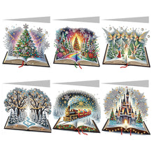 Load image into Gallery viewer, 6Pcs Christmas Special Shape Christmas Book Diamond Painting Greeting Card
