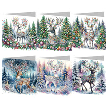 Load image into Gallery viewer, 6Pcs Christmas Special Shape Elk Diamond Painting Greeting Card for Friends
