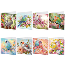 Load image into Gallery viewer, 8Pcs Bird Flower Diamond Painting Greeting Card Diamond Drawing Card for Friends
