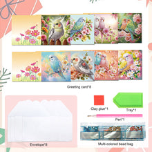 Load image into Gallery viewer, 8Pcs Bird Flower Diamond Painting Greeting Card Diamond Drawing Card for Friends
