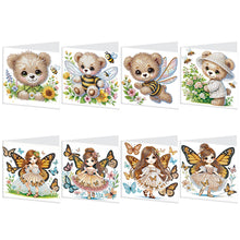 Load image into Gallery viewer, 8Pcs Bear Fairy Diamond Painting Greeting Card Diamond Drawing Card for Friends
