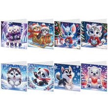 Load image into Gallery viewer, 8Pcs Winter Atmosphere Diamond Painting Greeting Card Diamond Drawing Card
