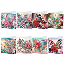 Load image into Gallery viewer, 8Pcs Butterfly Diamond Painting Greeting Card Diamond Drawing Card for Friends
