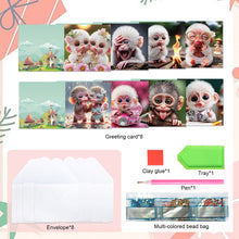 Load image into Gallery viewer, 8Pcs Funny Monkey Diamond Painting Greeting Card Diamond Drawing Card for Kids
