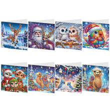 Load image into Gallery viewer, 8Pcs Christmas Diamond Painting Greeting Card Diamond Drawing Card for Friends
