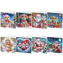 Load image into Gallery viewer, 8Pcs Christmas Diamond Painting Greeting Card Diamond Drawing Card for Friends
