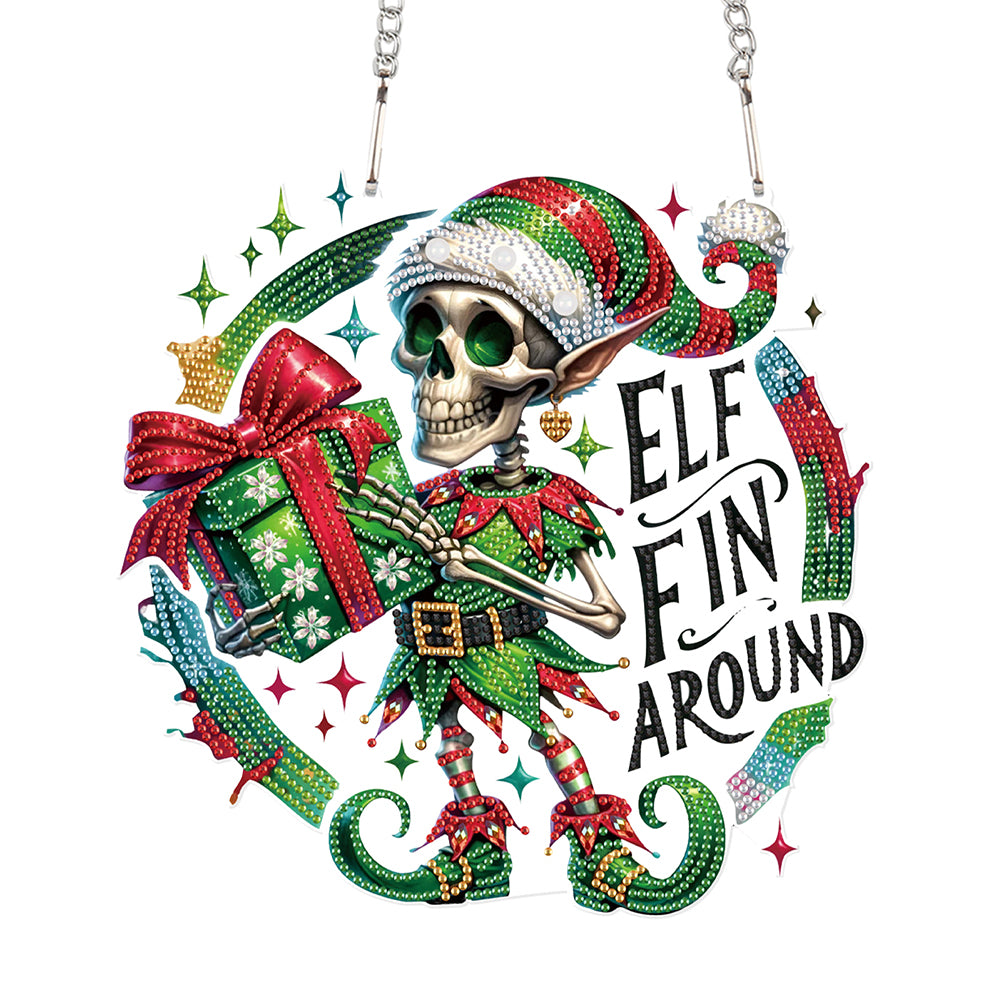 Acrylic Special Shape Christmas Skull DIY Diamond Painting Art Pendant Kit