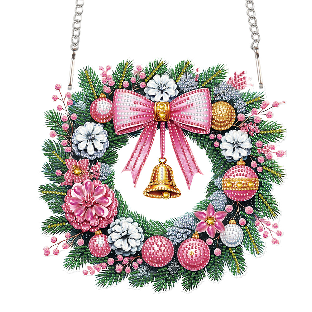 Acrylic Special Shape Christmas Wreath DIY Diamond Painting Art Pendant Kit