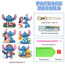 Load image into Gallery viewer, 6Pcs Double Sided Christmas Mickey Minnie Diamond Art Keyring for Party Supplies
