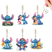 Load image into Gallery viewer, 6Pcs Double Sided Christmas Mickey Minnie Diamond Art Keyring for Party Supplies
