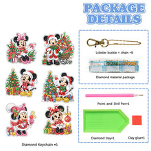 Load image into Gallery viewer, 6Pcs Double Sided Christmas Mickey Minnie Diamond Art Keyring for Party Supplies
