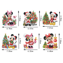 Load image into Gallery viewer, 6Pcs Double Sided Christmas Mickey Minnie Diamond Art Keyring for Party Supplies
