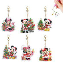 Load image into Gallery viewer, 6Pcs Double Sided Christmas Mickey Minnie Diamond Art Keyring for Party Supplies
