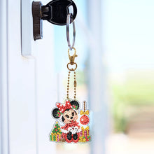 Load image into Gallery viewer, 6Pcs Double Sided Christmas Mickey Minnie Diamond Art Keyring for Party Supplies
