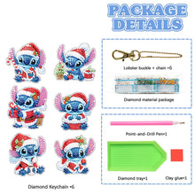 Load image into Gallery viewer, 6Pcs Double Sided Christmas Mickey Minnie Diamond Art Keyring for Party Supplies
