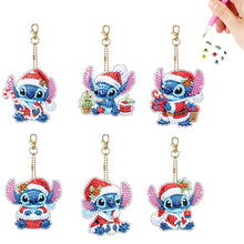 Load image into Gallery viewer, 6Pcs Double Sided Christmas Mickey Minnie Diamond Art Keyring for Party Supplies
