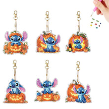 Load image into Gallery viewer, 6Pcs Double Sided Christmas Mickey Minnie Diamond Art Keyring for Party Supplies
