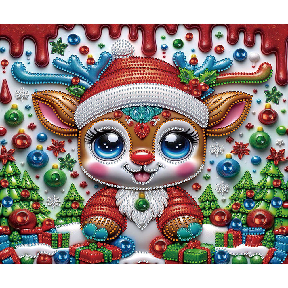 Diamond Painting - Partial Special Shaped - Christmas elk (30*35CM)