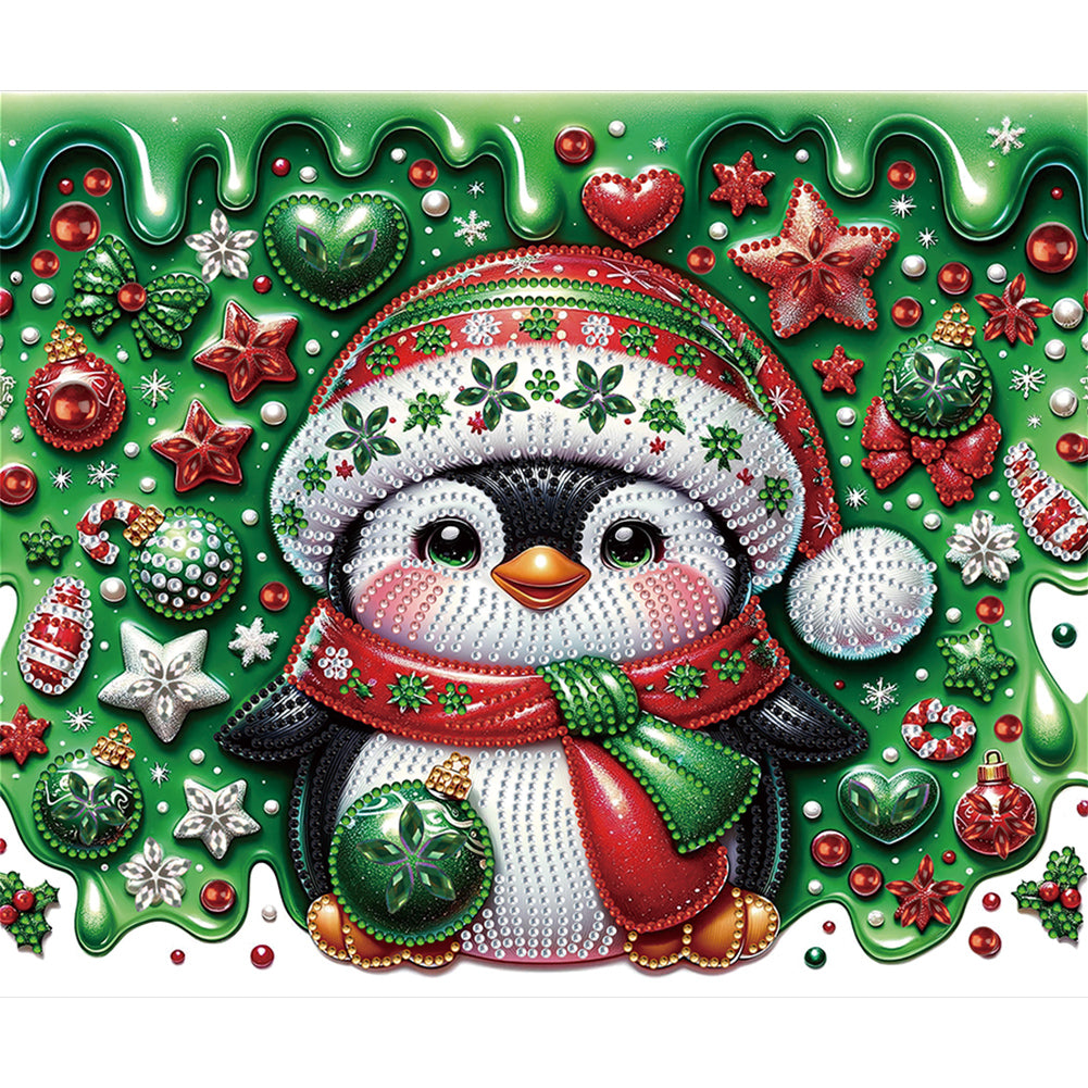 Diamond Painting - Partial Special Shaped - Christmas penguin (30*35CM)