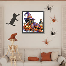 Load image into Gallery viewer, Diamond Painting - Partial Special Shaped - Halloween dachshund (30*30CM)
