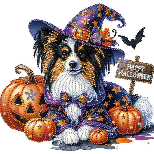 Diamond Painting - Partial Special Shaped - Halloween border collie (30*30CM)