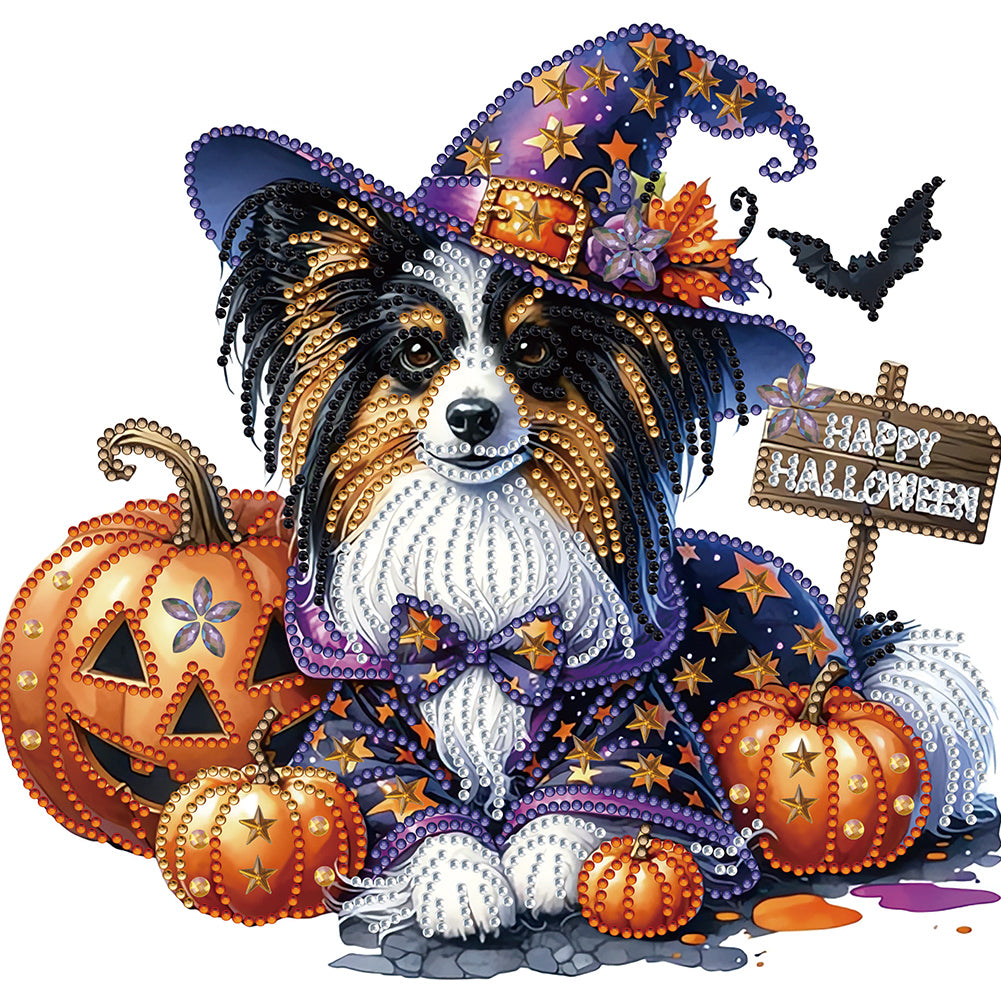 Diamond Painting - Partial Special Shaped - Halloween border collie (30*30CM)