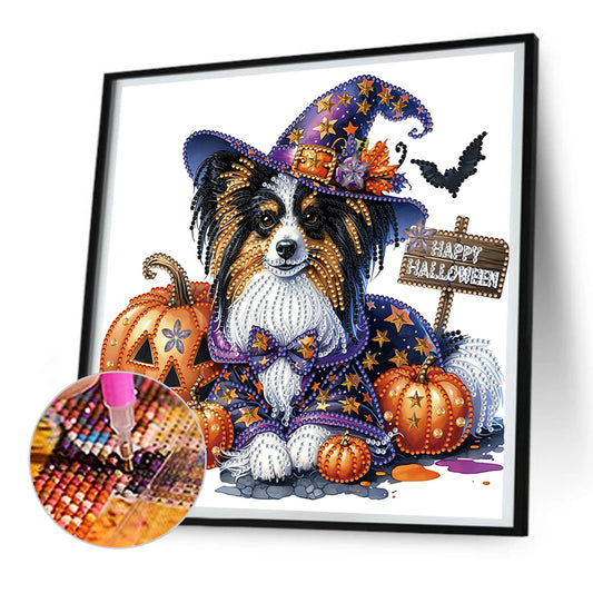 Diamond Painting - Partial Special Shaped - Halloween border collie (30*30CM)