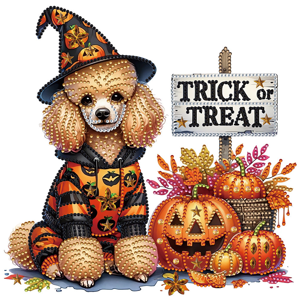 Diamond Painting - Partial Special Shaped - Halloween poodle (30*30CM)