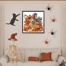 Load image into Gallery viewer, Diamond Painting - Partial Special Shaped - Halloween golden retriever (30*30CM)
