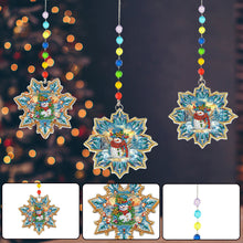 Load image into Gallery viewer, 3Pcs Christmas Theme Diamond Painting Suncatcher Hanging Decor for Kid DIY Craft
