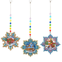 Load image into Gallery viewer, 3Pcs Christmas Theme Diamond Painting Suncatcher Hanging Decor for Kid DIY Craft
