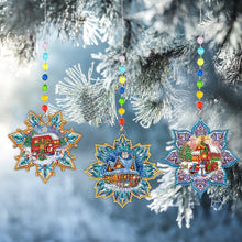 Load image into Gallery viewer, 3Pcs Christmas Theme Diamond Painting Suncatcher Hanging Decor for Kid DIY Craft

