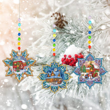 Load image into Gallery viewer, 3Pcs Christmas Theme Diamond Painting Suncatcher Hanging Decor for Kid DIY Craft
