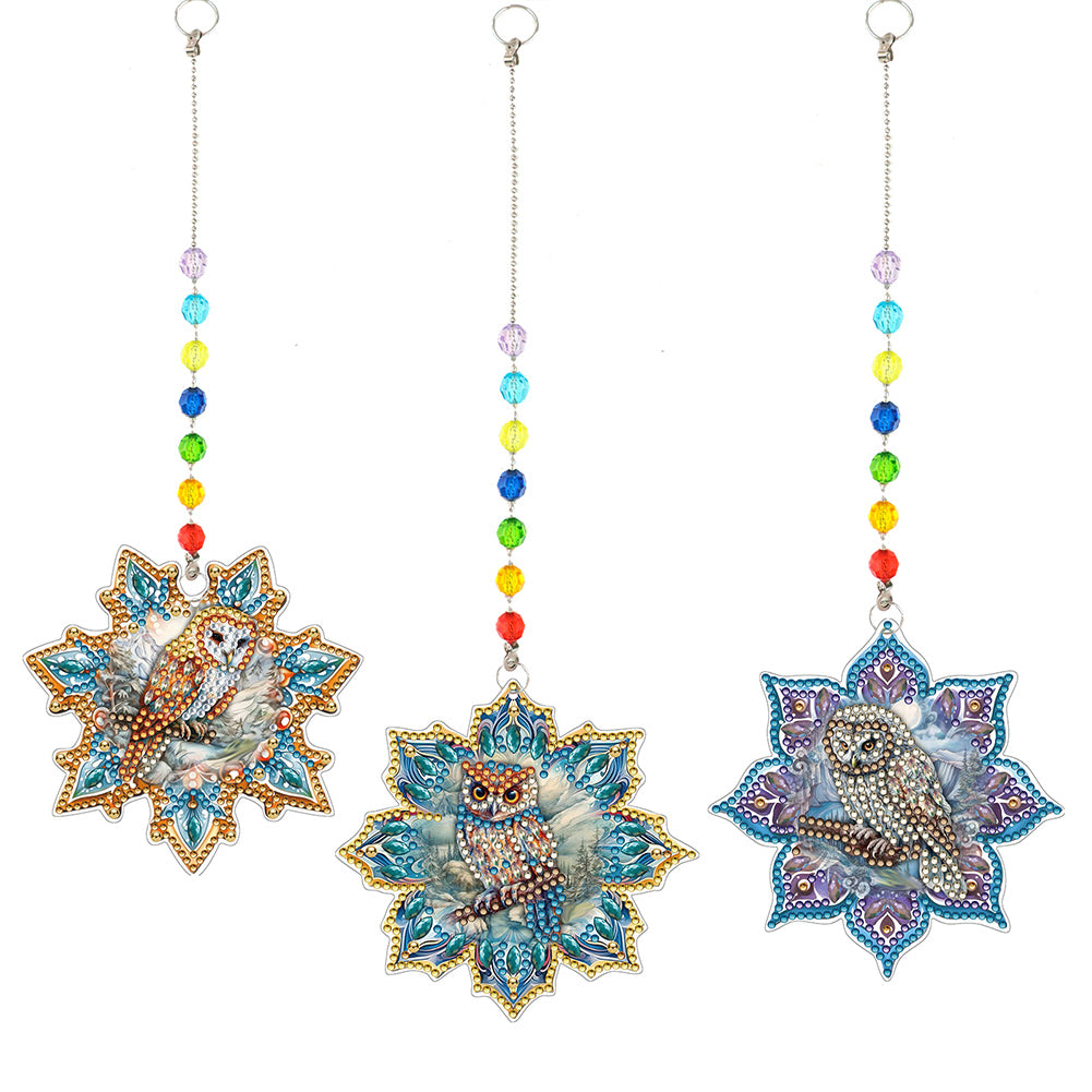 3Pcs Christmas Theme Diamond Painting Suncatcher Hanging Decor for Kid DIY Craft
