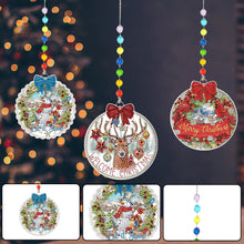 Load image into Gallery viewer, 3Pcs Christmas Theme Diamond Painting Suncatcher Hanging Decor for Kid DIY Craft

