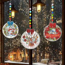 Load image into Gallery viewer, 3Pcs Christmas Theme Diamond Painting Suncatcher Hanging Decor for Kid DIY Craft
