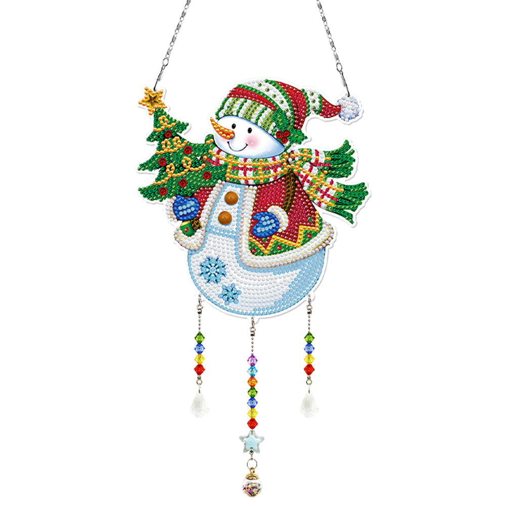 Christmas Snowman Diamond Painting Hanging Pendant Suncatcher Home Windows Decor