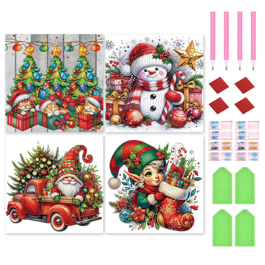 4Pcs Partial Special Diamond Painting Set - Christmas (40*40CM)