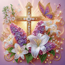 Load image into Gallery viewer, 4Pcs Partial Special Diamond Painting Set - Pumpkin scarecrow cross lavender (40*40CM)
