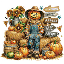Load image into Gallery viewer, 4Pcs Partial Special Diamond Painting Set - Pumpkin scarecrow cross lavender (40*40CM)
