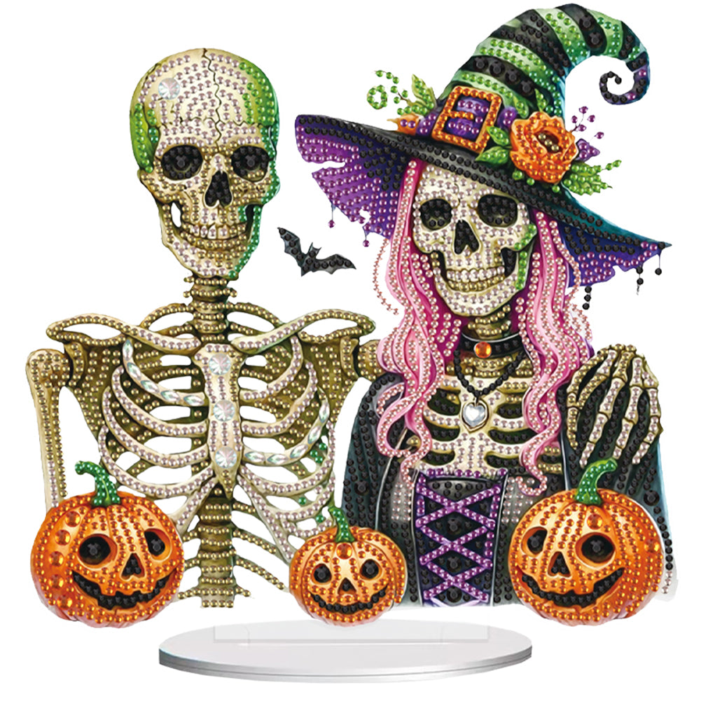 Halloween Special Shape Skeleton Witch Diamond Painting Desktop Ornaments