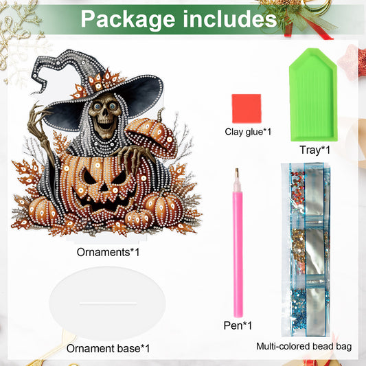 Halloween Special Shape Skeleton Witch Diamond Painting Desktop Ornaments