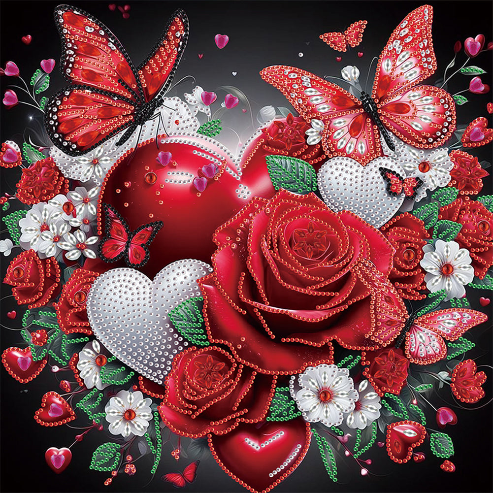 Diamond Painting - Partial Special Shaped - Dreamy flowers and butterflies (40*40CM)