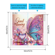 Load image into Gallery viewer, Diamond Painting - Partial Special Shaped - Good morning and good night dreamy butterflies (40*40CM)
